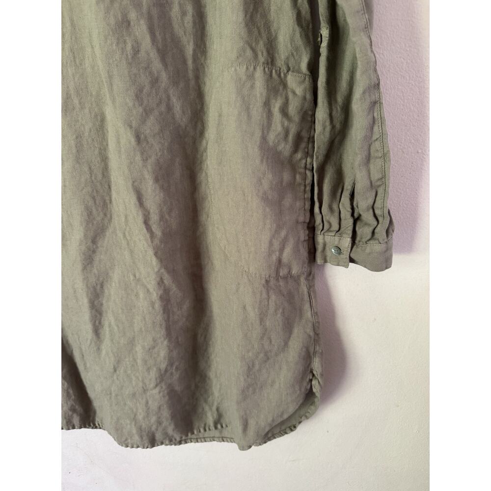 Tahari Sage Green 100% Linen Long Sleeve Dress Size Small - Picture 4 of 5